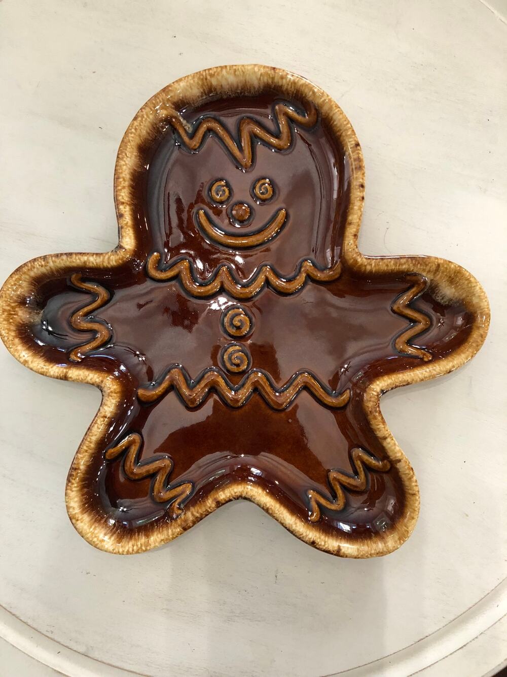 Vtg Hull Pottery Gingerbread Man Cookie Plate Serving Dish USA ~10.5 x 10.25